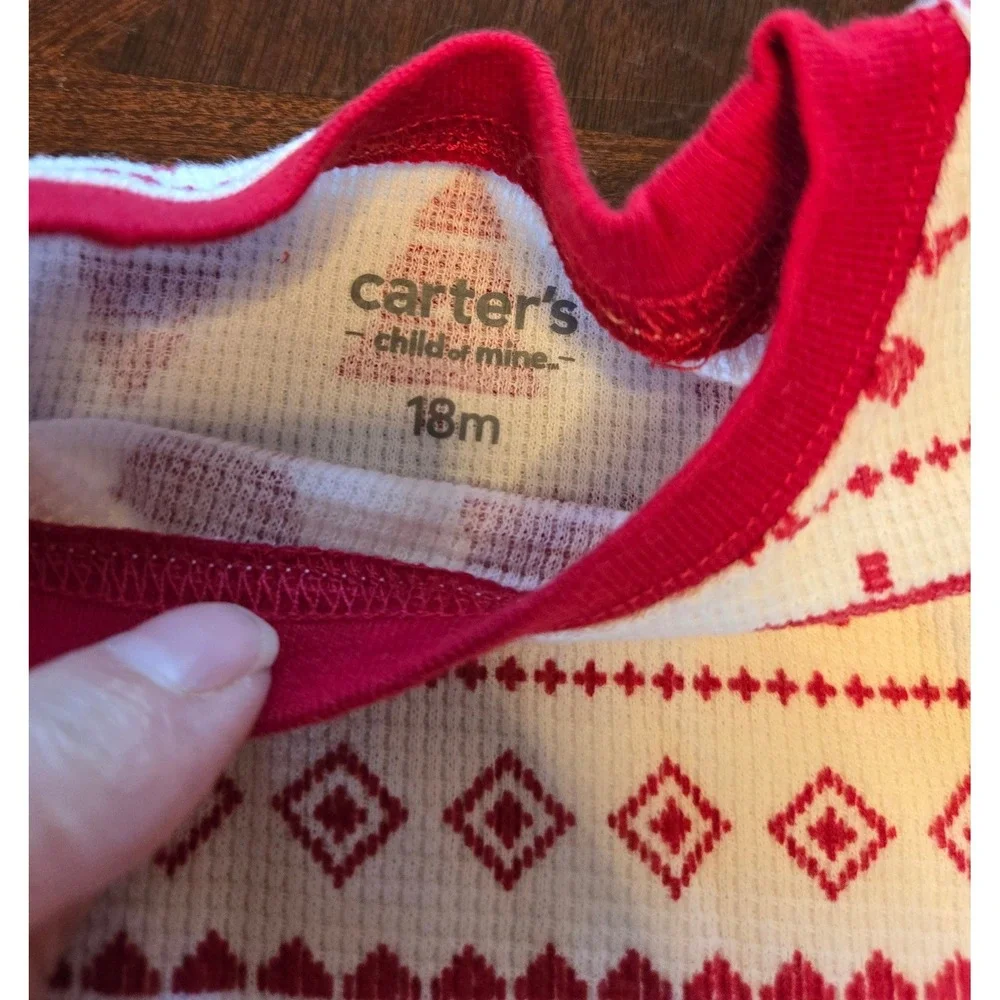 Carters Child of Mine 18M Christmas Pajamas Thermal Waffle Knit 3 Sets 6pc Lot